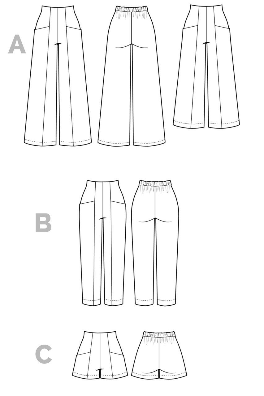 Dessin technique du pantalon Pietra - Closet Case Patterns